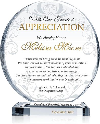 Personalized Boss Appreciation Gift Plaque, Customized with Boss' Name and Your Name and Appreciation Message, Unique Boss Day, Birthday, for Boss, Manager, Supervisor (M - 6.5") in Saudi Arabia
