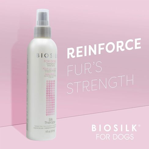 BioSilk for Pets Silk Therapy Detangling Plus Shine Mist for Dogs - Reduces Matted Fur, Shiny & Soft Coat - Suitable for All Dogs & Puppies, Made in USA, 8 Fl Oz - 2 Pack in Kuwait