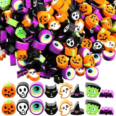 Libima 400 Pcs Halloween Erasers Bulk Cute Ghost Zombie Skull Cat Bat Animal Multi Color Halloween Themed Mini Erasers for Party Decoration Supplies in Saudi Arabia