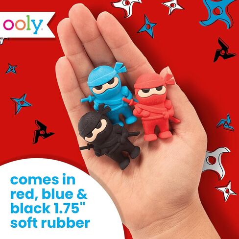 محايات Ooly Ninja - مجموعة من 3 - الألوان الأزرق والأحمر والأسود - 1.75 "طويل القامة in Kuwait