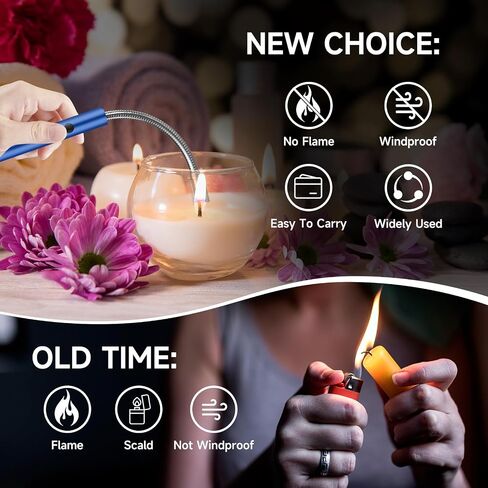 Electric Lighter, Candle Lighter, Windproof USB Rechargeable Electronic Plasma Arc Lighter with Safety Lock, Battery Indicator, Long Lighter for Candle, Camping, BBQ, Grill, Fireplace (Matte Black) in Saudi Arabia
