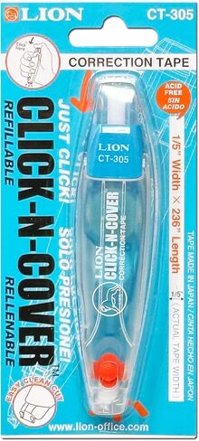 شريط تصحيح قابلة لإعادة تعبئة Lion Click-N-cover ، طرف قابل للسحب ، 1/5 "عريض و 236" طويل ، خالي من الحمض ، 1 EA. (CT-305) in Saudi Arabia