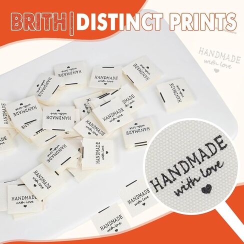 TOGETRUE 100pcs Sewing Labels for Handmade Items, Durable Fabric Woven Tags with Handmade with Love Text, Sewing Labels for Crochet, Knitting, Sewing Projects and DIY Crafts (Style C) in Kuwait
