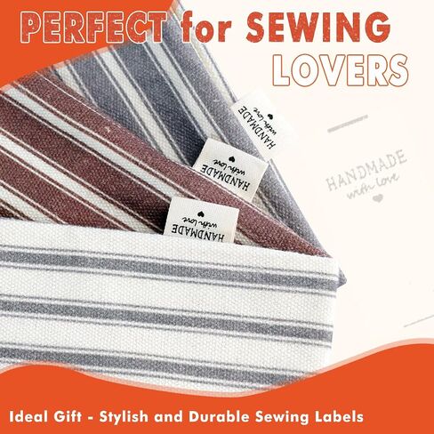 TOGETRUE 100pcs Sewing Labels for Handmade Items, Durable Fabric Woven Tags with Handmade with Love Text, Sewing Labels for Crochet, Knitting, Sewing Projects and DIY Crafts (Style C) in Kuwait