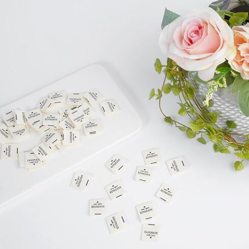 TOGETRUE 100pcs Sewing Labels for Handmade Items, Durable Fabric Woven Tags with Handmade with Love Text, Sewing Labels for Crochet, Knitting, Sewing Projects and DIY Crafts (Style C) in Kuwait