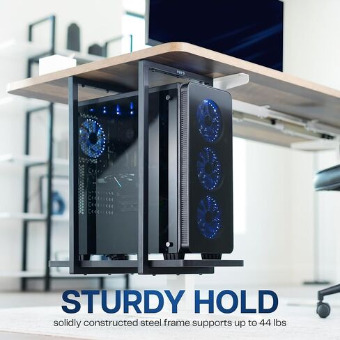 يدعم Vivo Huchice Under-Desk Mount Shelf ، حامل وحدة المعالجة المركزية للكمبيوتر ، ما يصل إلى 44 رطلاً ، أسود ، Mount-PCSF1 in Kuwait
