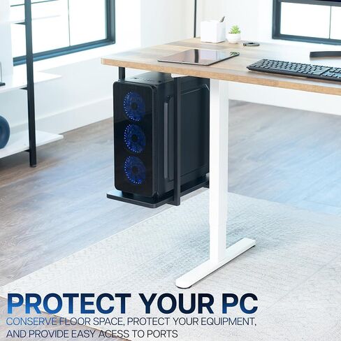 يدعم Vivo Huchice Under-Desk Mount Shelf ، حامل وحدة المعالجة المركزية للكمبيوتر ، ما يصل إلى 44 رطلاً ، أسود ، Mount-PCSF1 in Kuwait