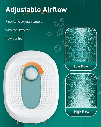 Pawfly 200 GPH Aquarium Air Pump ، Aerator Aerator Aerator Aerator Tank Fish لـ 10-300 جالون الدلاء والبرك ، فقاعات الأكسجين الهادئة مع طيران أنابيب هواء تحقق من أكواب الشفط ، 8W in Saudi Arabia