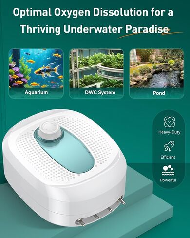 Pawfly 200 GPH Aquarium Air Pump ، Aerator Aerator Aerator Aerator Tank Fish لـ 10-300 جالون الدلاء والبرك ، فقاعات الأكسجين الهادئة مع طيران أنابيب هواء تحقق من أكواب الشفط ، 8W in Saudi Arabia
