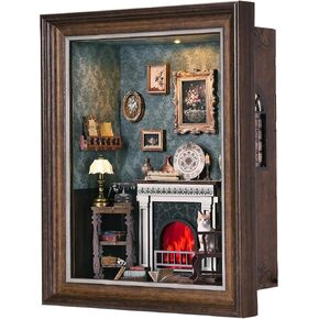 Book Nook Kit - 3D Wooden Puzzle with LED Switch Control & Wall-Mountable Frame，DIY Miniature House for Beginners，Bookshelf/Tabletop/Wall Decor for Craft Lovers，Dollhouse Gift (Lily Sewing Shop) in Saudi Arabia