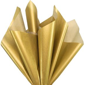 Luckonway 40 Sheets 20x20 Inch Premium Gold Metallic Paper لأكياس الهدايا - ورقة غلاف الهدايا السائبة لعيد الميلاد وحفلات الزفاف والحفلات الفنية (الذهب) in Kuwait