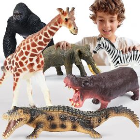 6 Pcs Large Soft Safari Animal Toys,Jumbo Animals Playset for Toddler Kids Children Boy Girl 1 2 3 4 5 Year Old,Learning Toy,Brithday in Saudi Arabia