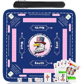 Mahjong Mat for Table - Large Mahjong Mat with Rules, Anti Slip, Noise Reduction Mahjong Table Cloth with Carry Bag, Table Mat Cover for Poker, Board Games, Card Games, Dominoes(32.5x32.5 Inch) in Saudi Arabia