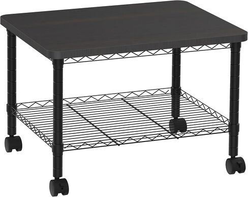 حامل الطابعة ، أسفل طاولة المكتب ، مرتفعات قابلة للتعديل 2 طبقة مع عجلات ، الصناعية تحت المكتب العربة المتنقلة الثقيلة ، الرف للمساحات الصغيرة ، المكتب المنزلي ، بني ريفي in Kuwait