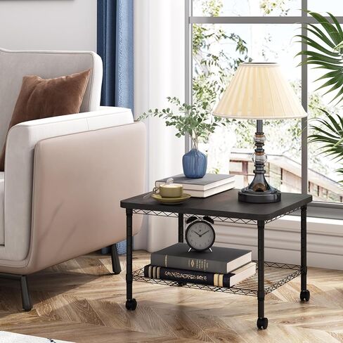 حامل الطابعة ، أسفل طاولة المكتب ، مرتفعات قابلة للتعديل 2 طبقة مع عجلات ، الصناعية تحت المكتب العربة المتنقلة الثقيلة ، الرف للمساحات الصغيرة ، المكتب المنزلي ، بني ريفي in Kuwait