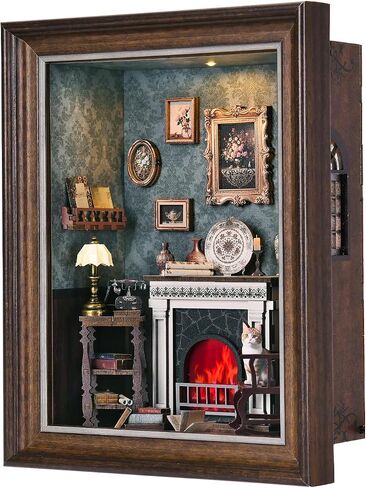 Book Nook Kit - 3D Wooden Puzzle with LED Switch Control & Wall-Mountable Frame，DIY Miniature House for Beginners，Bookshelf/Tabletop/Wall Decor for Craft Lovers，Dollhouse Gift (Lily Sewing Shop) in Saudi Arabia