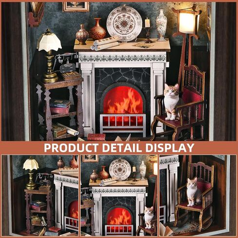 Book Nook Kit - 3D Wooden Puzzle with LED Switch Control & Wall-Mountable Frame，DIY Miniature House for Beginners，Bookshelf/Tabletop/Wall Decor for Craft Lovers，Dollhouse Gift (Lily Sewing Shop) in Saudi Arabia