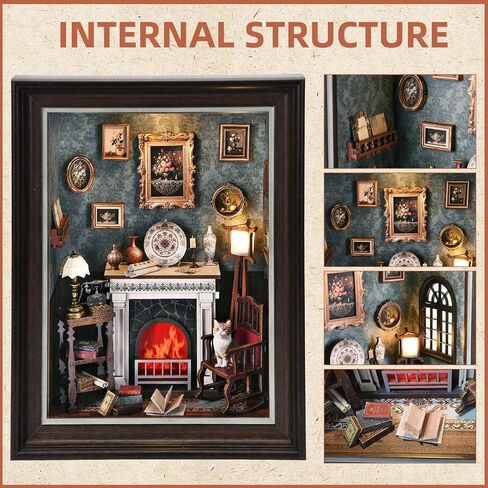 Book Nook Kit - 3D Wooden Puzzle with LED Switch Control & Wall-Mountable Frame，DIY Miniature House for Beginners，Bookshelf/Tabletop/Wall Decor for Craft Lovers，Dollhouse Gift (Lily Sewing Shop) in Saudi Arabia