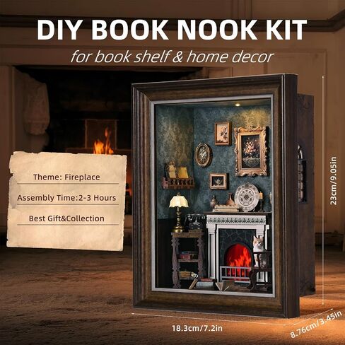 Book Nook Kit - 3D Wooden Puzzle with LED Switch Control & Wall-Mountable Frame，DIY Miniature House for Beginners，Bookshelf/Tabletop/Wall Decor for Craft Lovers，Dollhouse Gift (Lily Sewing Shop) in Saudi Arabia