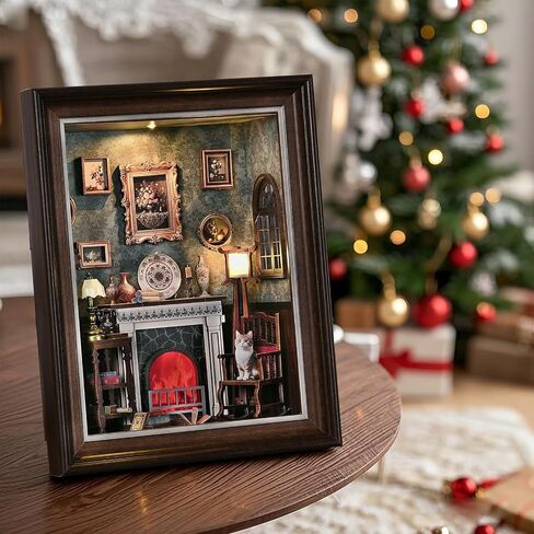 Book Nook Kit - 3D Wooden Puzzle with LED Switch Control & Wall-Mountable Frame，DIY Miniature House for Beginners，Bookshelf/Tabletop/Wall Decor for Craft Lovers，Dollhouse Gift (Lily Sewing Shop) in Saudi Arabia