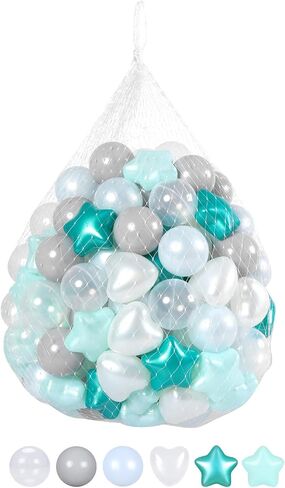 TRENDPLAY Ball Pit Balls Stars : Different Shapes - Mix Stars Shapes for Kids, Perfect for Parties, Pink Green Blue White Gray 50 100 200 500 Pack in Saudi Arabia