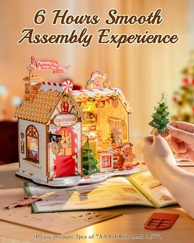 روبوت الوقت DIY مجموعة منزل مصغرة ، كتاب منزل صغير زاوية للعائلة والأصدقاء ، مجموعة دمية خشبية مصغرة لهالوين/هدايا عيد الميلاد/أعياد الميلاد （الزنجبيل هاوس in Kuwait