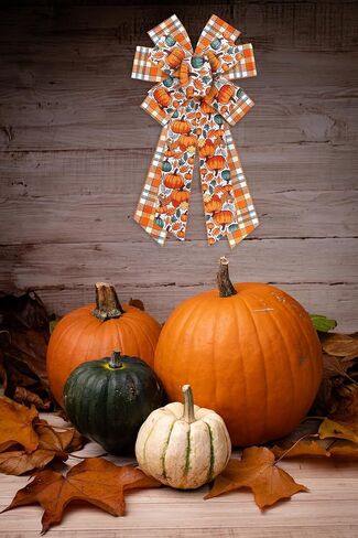 2 Rolls 2.5 Inch x 10 Yards Thanksgiving Fall Wired Ribbon for Craft Wreath Bow Making Pumpkin Autumn Leaves Ribbon Orange Plaid Burlap Ribbon for Wrapping Thanksgiving Party Home Decoration in Saudi Arabia