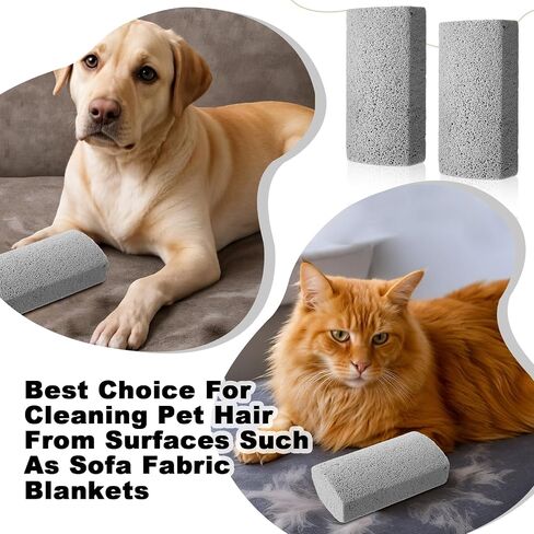 2 Pcs Pet Hair Block, Pet Hair Remover Grey Pumice Stone for Dog Cat Fur Removal Cleaning Dog Cat Fur Remover Stone Pets Rocks for Sofa Car Interior Bedding Carpet Couch Furniture in Saudi Arabia