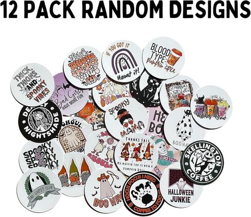 Fall Halloween Car Freshie Cardstock Cutout Rounds 2" in | 12 pk Mixed, for Scented Aroma Bead Bake w/Silicone Mold Designs, Spooky Ghost PSL Pumpkin in Saudi Arabia