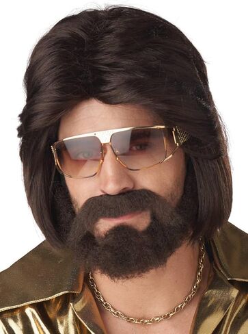 California-Costumes mens-Sexy-70's Wig, Beard & Moustache-Costume Wig, Brown, One Size US in Saudi Arabia