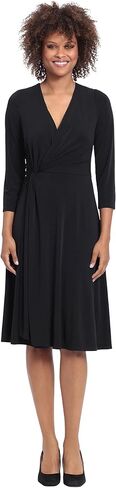 London Times Women's Twist Bodice V-Neck Fit and Flare Dress in Saudi Arabia