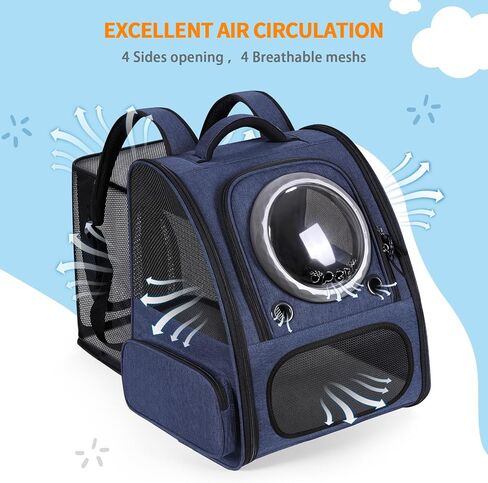 حقيبة ظهر Cat Cat Extension مع نافذة فقاعة شفافة ، حاملة حقيبة الظهر مع حقيبة سفر قطط كبيرة القطط ، تصميم كبسولة فضائية محمولة مع طي للحيوانات الأليفة (الأزرق) in Kuwait