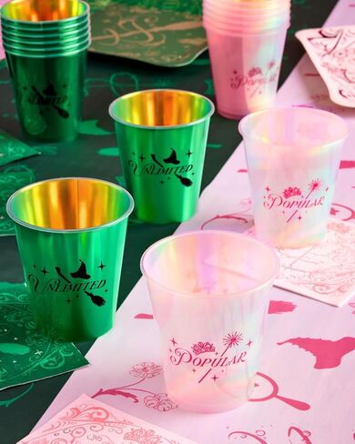 XO ، Fetti Pink + Green Witch Clast Plastic Congs | 16 PCS 12 أوقية | معالجات القزحيات المعالج ، ديكورات سحرية غير محدودة ، مشروبات شهيرة لحفلات العازبة ، لوازم عيد ميلاد الأطفال in Saudi Arabia