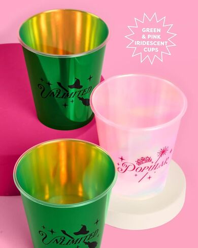 XO ، Fetti Pink + Green Witch Clast Plastic Congs | 16 PCS 12 أوقية | معالجات القزحيات المعالج ، ديكورات سحرية غير محدودة ، مشروبات شهيرة لحفلات العازبة ، لوازم عيد ميلاد الأطفال in Saudi Arabia