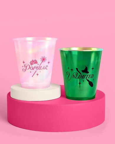XO ، Fetti Pink + Green Witch Clast Plastic Congs | 16 PCS 12 أوقية | معالجات القزحيات المعالج ، ديكورات سحرية غير محدودة ، مشروبات شهيرة لحفلات العازبة ، لوازم عيد ميلاد الأطفال in Saudi Arabia