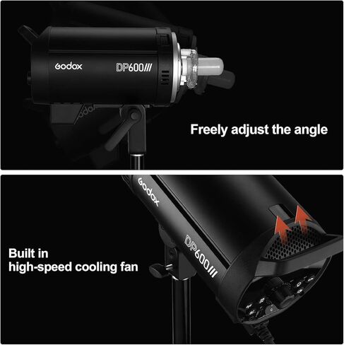 Godox DP600IIIV 600Ws GN106 Studio Flash Strobe Monolight مع حامل بوين، 5800K±200K، مصباح تشكيل 30W، مدة فلاش 1/2000-1/800S، وقت إعادة التدوير 0.1-1 ثانية، نظام لاسلكي Godox 2.4G مدمج in Saudi Arabia