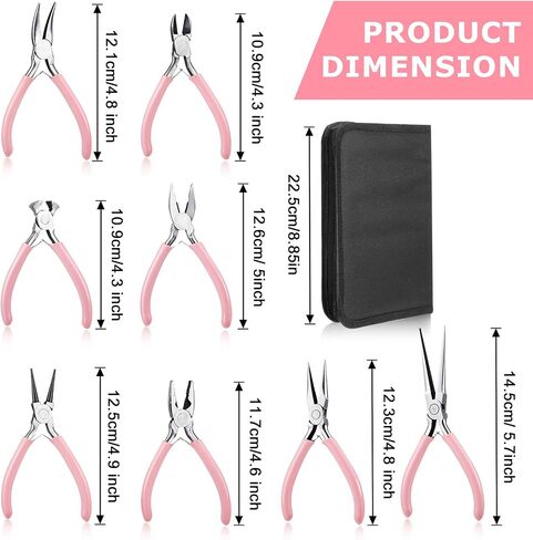 8 PCS المجوهرات مجموعة الأدوات ، أدوات صنع المجوهرات المهنية تشمل الزردية الأنف الإبرة ، كماشة أنف مستديرة ، قاطعات الأسلاك ، كماشة الجرجر ، كماشة أنف عازمة على الحرف ، الانحناء الأسلاك ، الإصلاح in Saudi Arabia