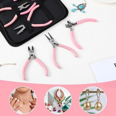 8 PCS المجوهرات مجموعة الأدوات ، أدوات صنع المجوهرات المهنية تشمل الزردية الأنف الإبرة ، كماشة أنف مستديرة ، قاطعات الأسلاك ، كماشة الجرجر ، كماشة أنف عازمة على الحرف ، الانحناء الأسلاك ، الإصلاح in Saudi Arabia