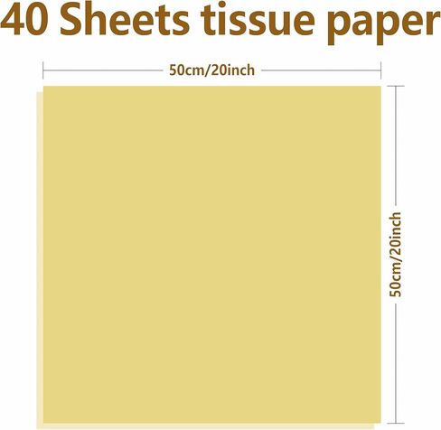 Luckonway 40 Sheets 20x20 Inch Premium Gold Metallic Paper لأكياس الهدايا - ورقة غلاف الهدايا السائبة لعيد الميلاد وحفلات الزفاف والحفلات الفنية (الذهب) in Kuwait
