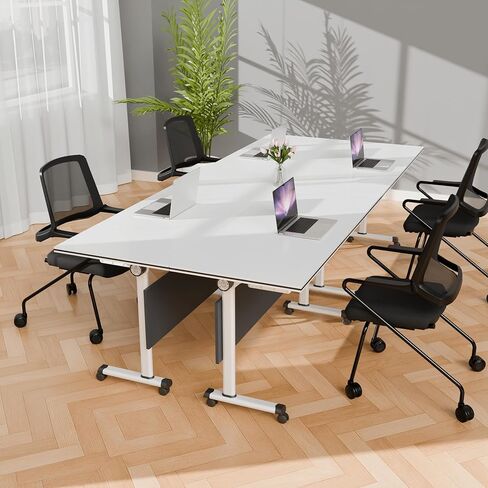 4.6FT Folding Conference Table with Lockable Wheels-Mobile Conference Room Tables Foldable Meeting Table for Office Home Classroom Seminar Rooms-Durable,Seats 2-10 People,Space-Saving Design(6PACK) in Kuwait