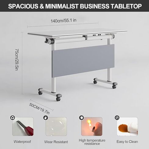 4.6FT Folding Conference Table with Lockable Wheels-Mobile Conference Room Tables Foldable Meeting Table for Office Home Classroom Seminar Rooms-Durable,Seats 2-10 People,Space-Saving Design(6PACK) in Kuwait