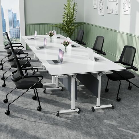4.6FT Folding Conference Table with Lockable Wheels-Mobile Conference Room Tables Foldable Meeting Table for Office Home Classroom Seminar Rooms-Durable,Seats 2-10 People,Space-Saving Design(6PACK) in Kuwait