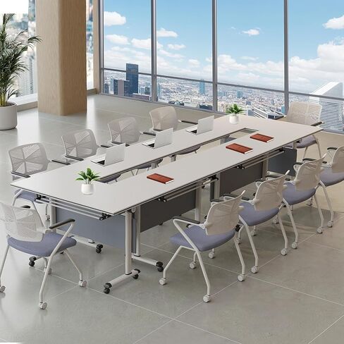 4.6FT Folding Conference Table with Lockable Wheels-Mobile Conference Room Tables Foldable Meeting Table for Office Home Classroom Seminar Rooms-Durable,Seats 2-10 People,Space-Saving Design(6PACK) in Kuwait