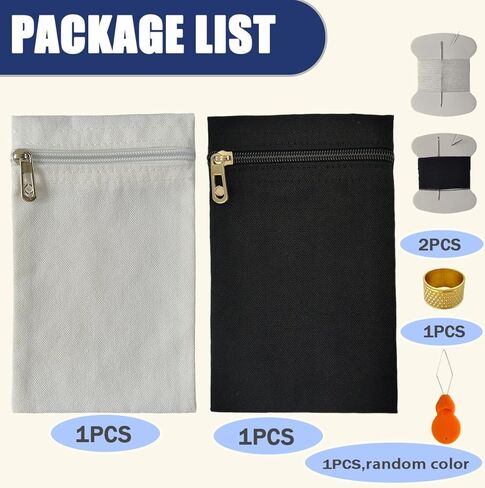 2pcs جيب جانبي خياطة مع معطف سحاب داخل الجيب الخياطة ، سترة سفر مع جيوب خفية ، جيب الأمن للقميص ، سترة ، أردية ، هودي ، سترة (S*2) (أبيض وأسود) in Kuwait