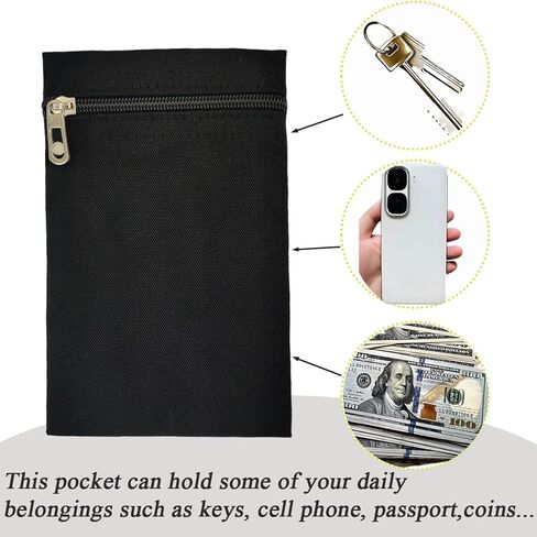 2pcs جيب جانبي خياطة مع معطف سحاب داخل الجيب الخياطة ، سترة سفر مع جيوب خفية ، جيب الأمن للقميص ، سترة ، أردية ، هودي ، سترة (S*2) (أبيض وأسود) in Kuwait