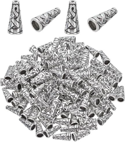 PH PandaHall 120pcs Cone Bead Caps Earring Cones for Jewelry Making, 18x8mm Tibetan Style Antique Silver Alloy Beads End Caps for Earring Necklace Pendants DIY Crafts Making, Hole: 1mm in Saudi Arabia