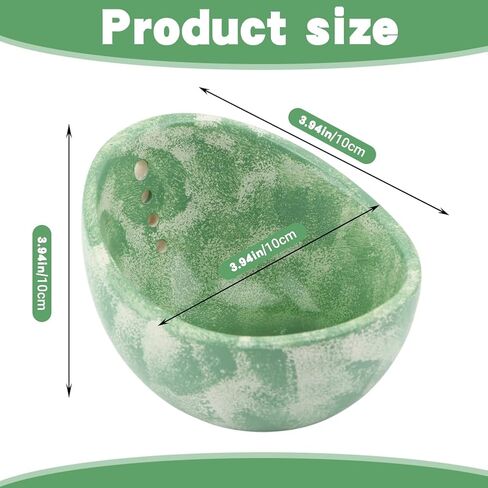 Pottery Herb Stripper Bowl, Handmade Ceramic Herb Peeling Cup with Different Hole Sizes for Separating Leaves and Stems(Color:Green) in Saudi Arabia