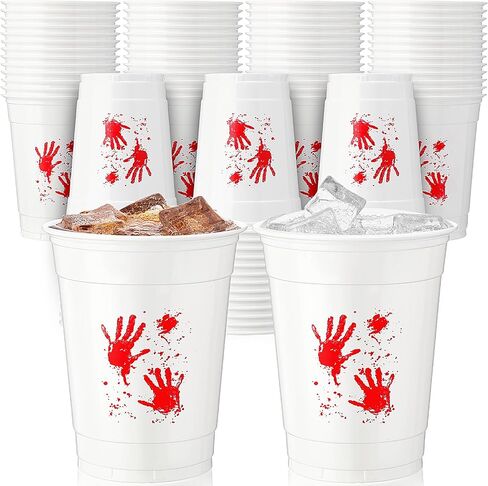 Meanplan 100 PCS Halloween Plastic Cups 12 Oz Jack-O-Lantern Orange Cups يمكن التخلص منه لخدعة أو علاج لحفلات الشرب البلاستيكي الزجاج الزجاجي للمشروبات والوجبات الخفيفة والمزيد in Saudi Arabia