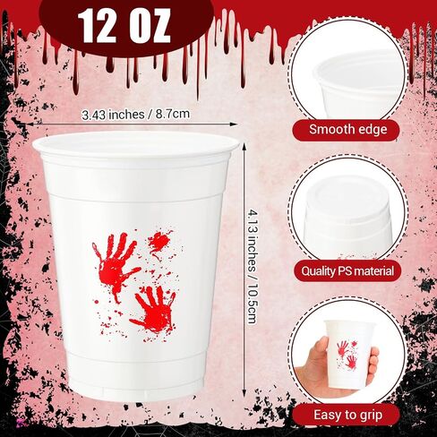 Meanplan 100 PCS Halloween Plastic Cups 12 Oz Jack-O-Lantern Orange Cups يمكن التخلص منه لخدعة أو علاج لحفلات الشرب البلاستيكي الزجاج الزجاجي للمشروبات والوجبات الخفيفة والمزيد in Saudi Arabia