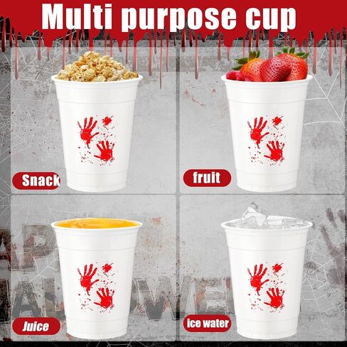 Meanplan 100 PCS Halloween Plastic Cups 12 Oz Jack-O-Lantern Orange Cups يمكن التخلص منه لخدعة أو علاج لحفلات الشرب البلاستيكي الزجاج الزجاجي للمشروبات والوجبات الخفيفة والمزيد in Saudi Arabia